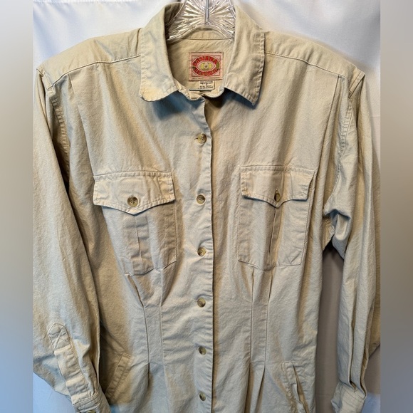 VTG Banana Republic Size 6 Jumpsuit Coverall Long Sleeve Button Down Tan Beige - Picture 3 of 12